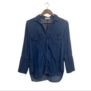 Bella Dahl Medium Wash Chambray Long Sleeve Button Down Shirt - Size Small